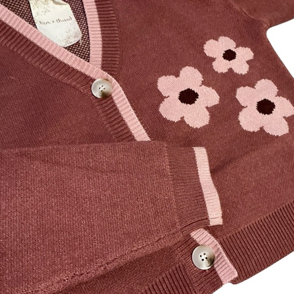 HEM & THREAD Flower Boxy Cardigan L 22” p2p Terra Rose $50 Retail NWT - Picture 9 of 13